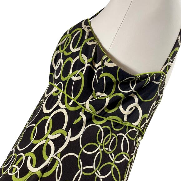 Vintage 90s Studio I Slinky Geometric Print Cocktail Dress Size 14 Green Multi - Picture 4 of 8